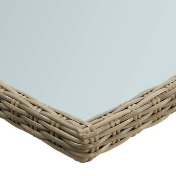 Garden Dining Table Brown 200x100x74 cm Glass and Poly Rattan