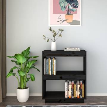 Book Cabinet Black 60x35x71 cm Solid Wood Pine