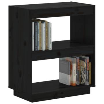 Book Cabinet Black 60x35x71 cm Solid Wood Pine