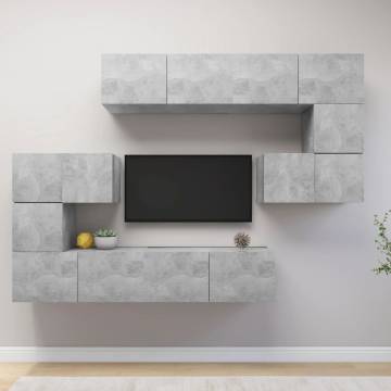 8 Piece TV Cabinet Set Concrete Grey Engineered Wood