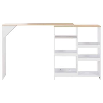 Bar Table with Moveable Shelf White 138x39x110 cm