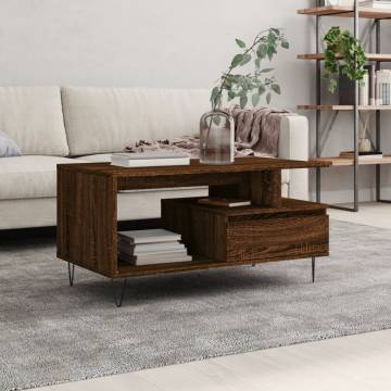 Coffee Table Brown Oak 90x49x45 cm Engineered Wood