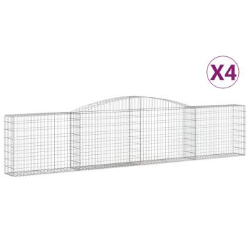 Arched Gabion Baskets 4 pcs 400x30x80/100 cm Galvanised Iron