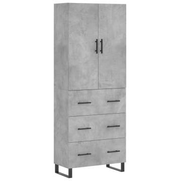 Highboard Concrete Grey 69.5x34x180 cm Engineered Wood