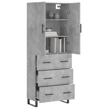 Highboard Concrete Grey 69.5x34x180 cm Engineered Wood