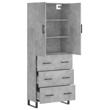 Highboard Concrete Grey 69.5x34x180 cm Engineered Wood