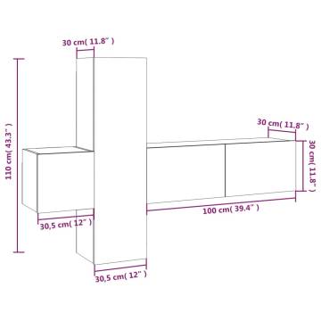 3 Piece TV Cabinet Set Grey Sonoma Engineered Wood