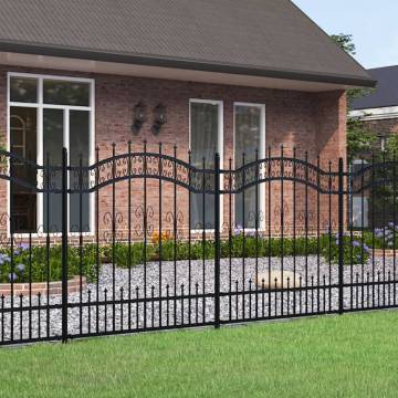 Garden Fence with Spear Top Black 165 cm Powder-coated Steel