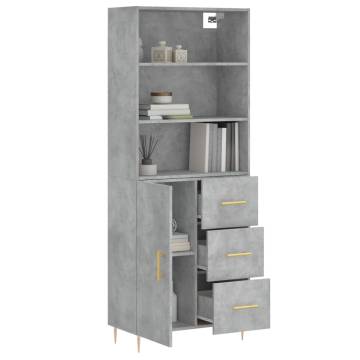 Highboard Concrete Grey 69.5x34x180 cm Engineered Wood