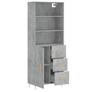 Highboard Concrete Grey 69.5x34x180 cm Engineered Wood