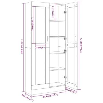 Vitrine Cabinet Brown Oak 82.5x30.5x185.5 cm Engineered Wood