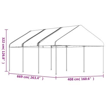 Gazebo with Roof White 6.69x4.08x3.22 m Polyethylene