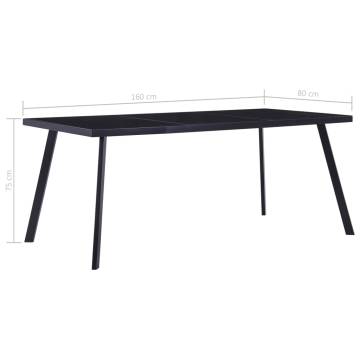 Dining Table Black 160x80x75 cm Tempered Glass