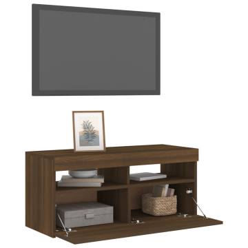 TV Cabinet with LED Lights Brown Oak 90x35x40 cm