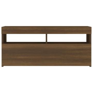 TV Cabinet with LED Lights Brown Oak 90x35x40 cm