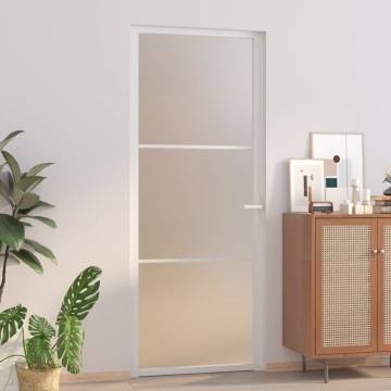 Interior Door 83x201.5 cm White Matt Glass and Aluminium