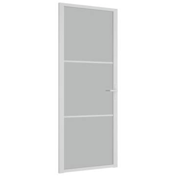 Interior Door 83x201.5 cm White Matt Glass and Aluminium