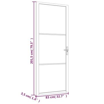 Interior Door 83x201.5 cm White Matt Glass and Aluminium