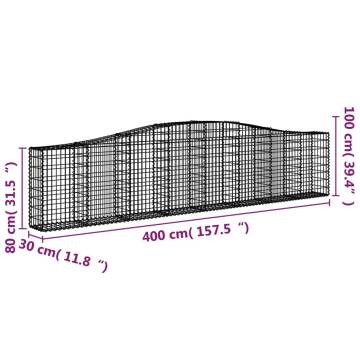 Arched Gabion Baskets 20 pcs 400x30x80/100 cm Galvanised Iron