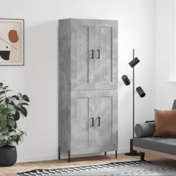 Highboard Concrete Grey 69.5x34x180 cm Engineered Wood