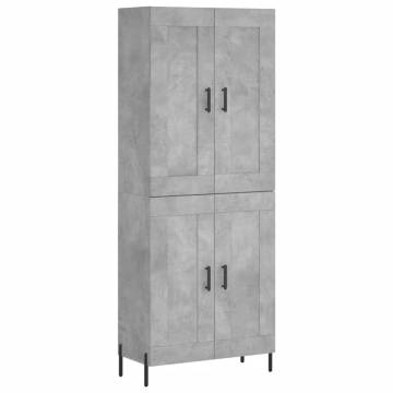 Highboard Concrete Grey 69.5x34x180 cm Engineered Wood