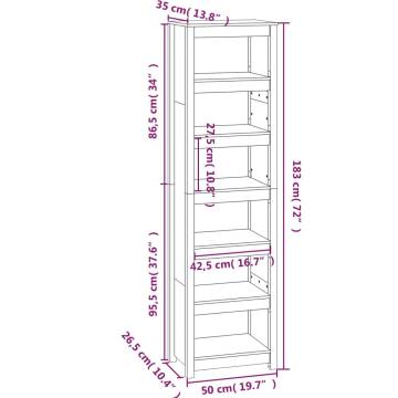 Book Cabinet Grey 50x35x183 cm Solid Wood Pine