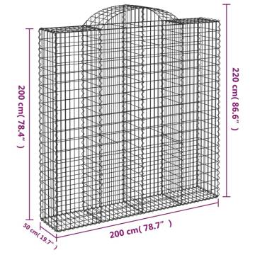 Arched Gabion Baskets 6 pcs 200x50x200/220 cm Galvanised Iron