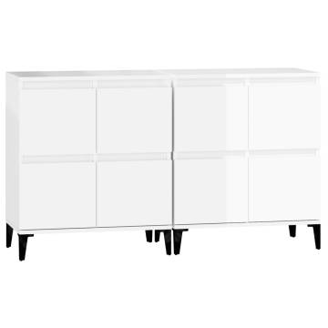 Sideboards 2 pcs High Gloss White 60x35x70 cm Engineered Wood