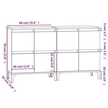 Sideboards 2 pcs High Gloss White 60x35x70 cm Engineered Wood