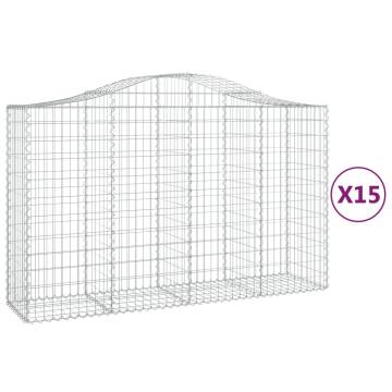 Arched Gabion Baskets 15 pcs 200x50x120/140 cm Galvanised Iron