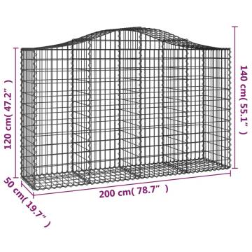 Arched Gabion Baskets 15 pcs 200x50x120/140 cm Galvanised Iron