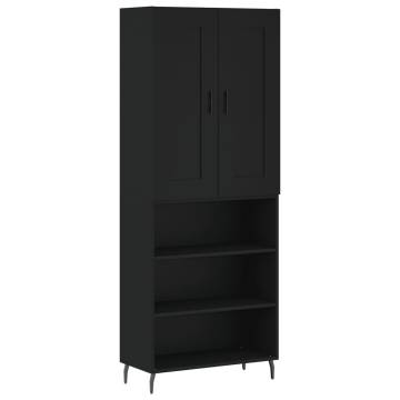 Highboard Black 69.5x34x180 cm Engineered Wood