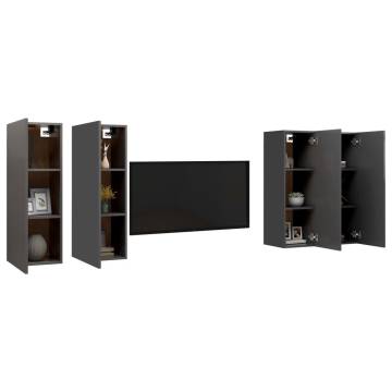 TV Cabinets 4 pcs Grey 30.5x30x90 cm Engineered Wood