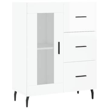 Highboard High Gloss White 69.5x34x180 cm Engineered Wood