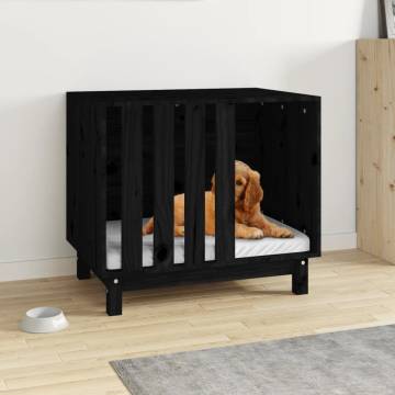 Dog House Black 70x50x62 cm Solid Wood Pine