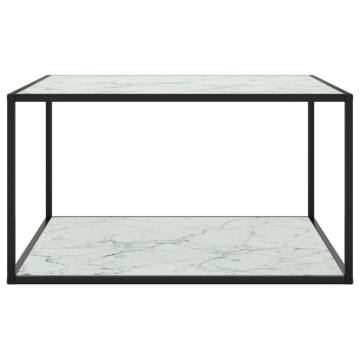 Coffee Table Black with White Marble Glass 90x90x50 cm