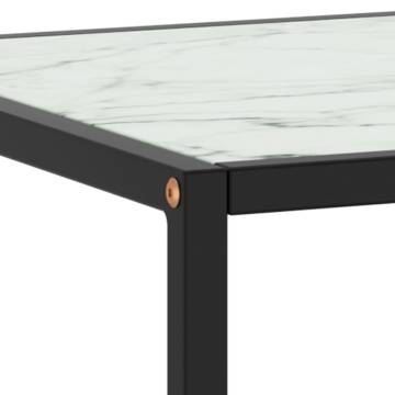 Coffee Table Black with White Marble Glass 90x90x50 cm