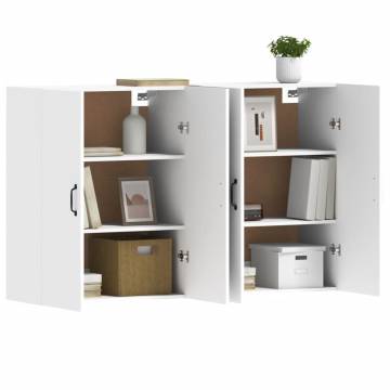 Wall Mounted Cabinets 2 pcs White Engineered Wood