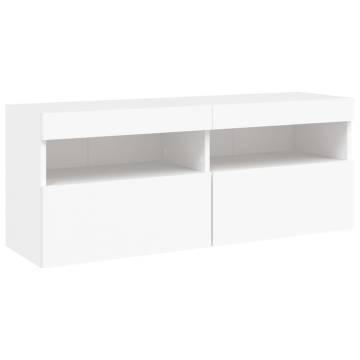 TV Wall Cabinet with LED Lights White 100x30x40 cm