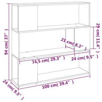 Book Cabinet/Room Divider Grey Sonoma 100x24x94 cm