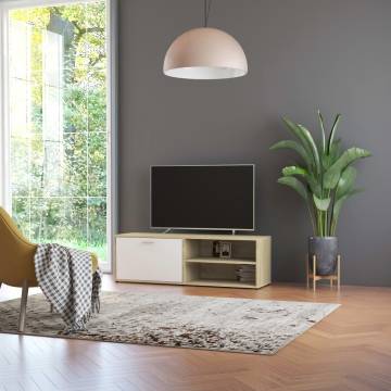 TV Cabinet White and Sonoma Oak 120x34x37 cm Engineered Wood