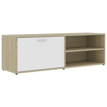 TV Cabinet White and Sonoma Oak 120x34x37 cm Engineered Wood