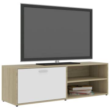 TV Cabinet White and Sonoma Oak 120x34x37 cm Engineered Wood