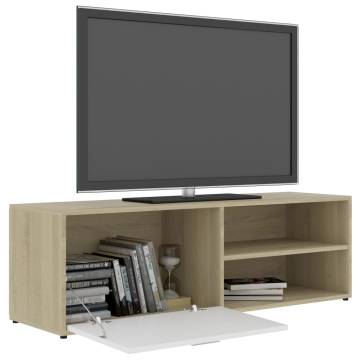 TV Cabinet White and Sonoma Oak 120x34x37 cm Engineered Wood