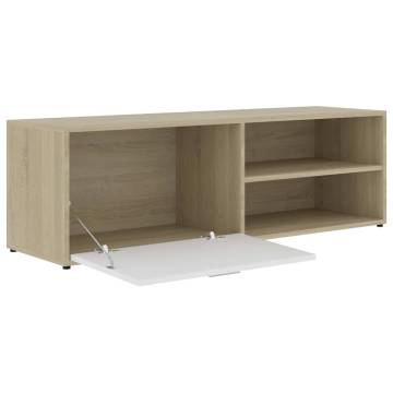 TV Cabinet White and Sonoma Oak 120x34x37 cm Engineered Wood