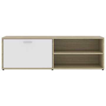 TV Cabinet White and Sonoma Oak 120x34x37 cm Engineered Wood