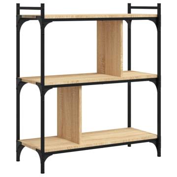 Bookcase 3-Tier Sonoma Oak 76x32x88 cm Engineered Wood