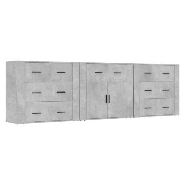 Sideboards 3 pcs Concrete Grey Engineered Wood