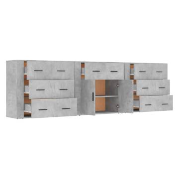 Sideboards 3 pcs Concrete Grey Engineered Wood