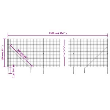 Wire Mesh Fence with Spike Anchors Green 1.6x25 m